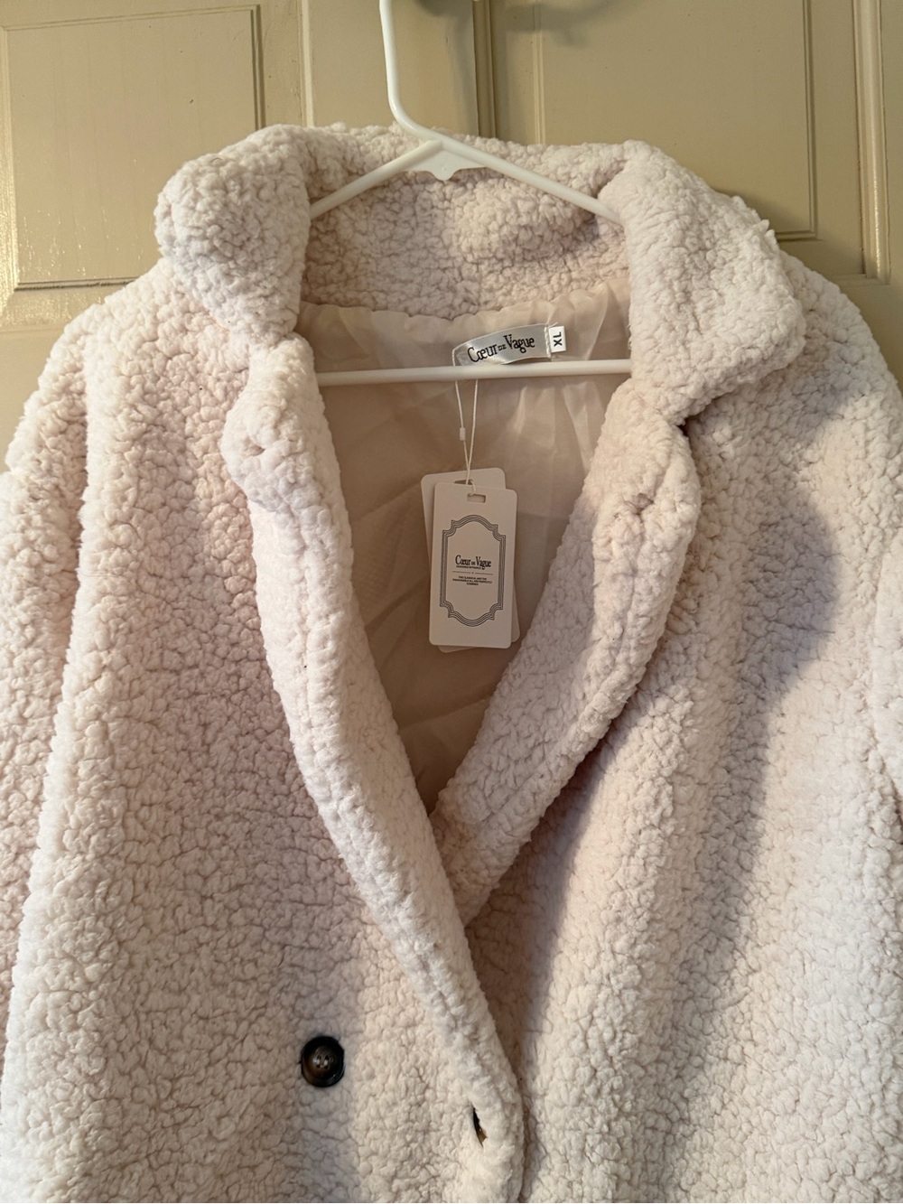 Cozy Cream Teddy Peacoat Jacket by Grace & Vogue - Picture 5 of 7